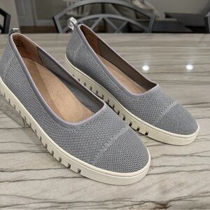 Vionic Uptown Skimmer Knit Flats Gray Slip On Comfort Shoes